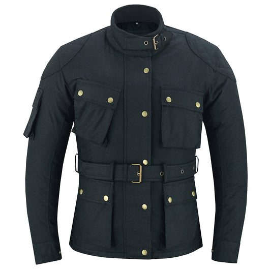 Warrior Gears Ladies Waxed Cotton Motorcycle Jackets With Armours