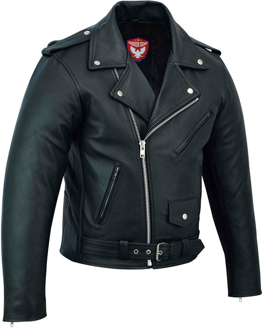 Warrior Gears® Perfecto Marlo Brando Leather Motorcycle Jacket for Men | Cowhide- Black - Warrior Gears