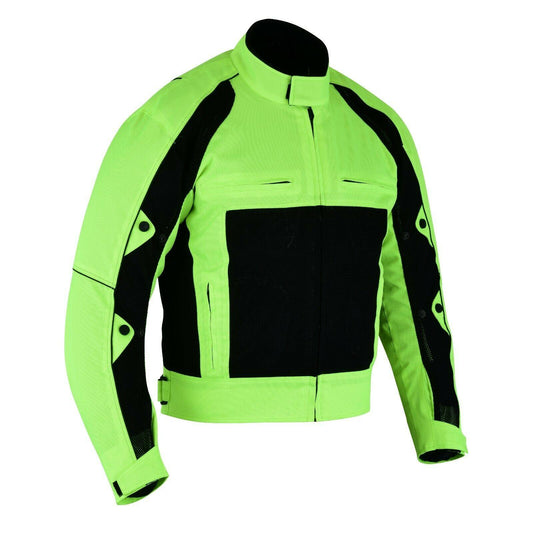 Warrior Gears® Air Mesh Motorcycle Jacket for men - Black & Hivis - Warrior Gears