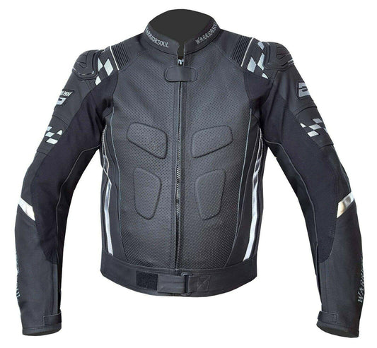 Warrior Gears® GP Rush Flag Style Mens Motorcycle Jacket leather Motorbike Jacket | Matt Cowhide | CE Armours |1.2mm Leather | Racing - Warrior Gears