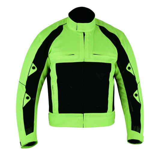 Warrior Gears® Air Mesh Motorcycle Jacket for men - Black & Hivis - Warrior Gears