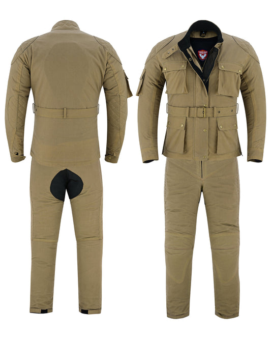 Warrior Gears LADIES Motorcycle Waxed Cotton Breathable Mesh Lining Suit Tan