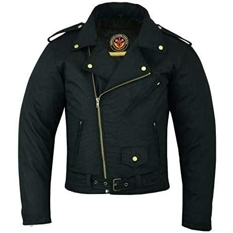 Warrior Gears® Mens Classic Brando Style Waxed Cotton Motorcycle Jacket - Warrior Gears
