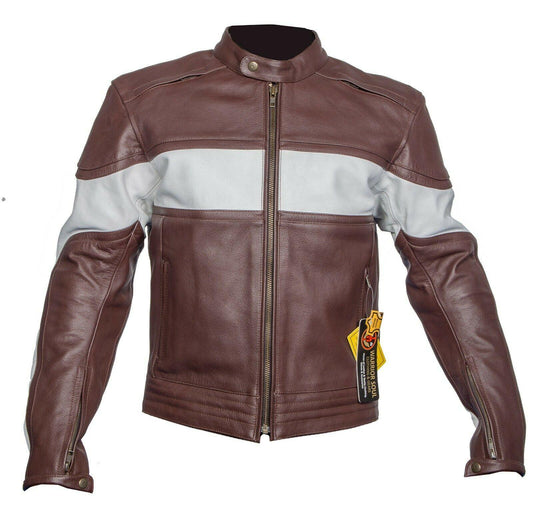 Mens Warrior Classic Motorcycle CE Armour Genuine Cowhide Leather Bikers Jacket - Warrior Gears