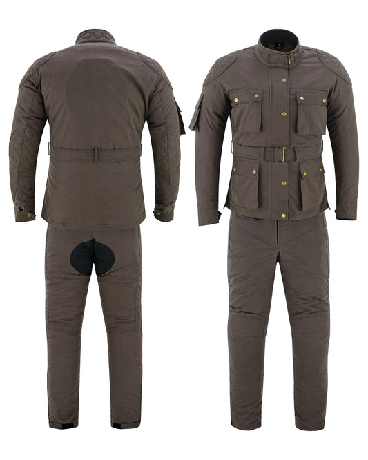 Warrior Gears LADIES Motorcycle Waxed Cotton Breathable Mesh Lining Suit Brown