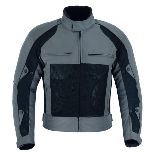 Warrior Gears® Air Mesh Motorcycle Jacket for men - Black & Grey - Warrior Gears