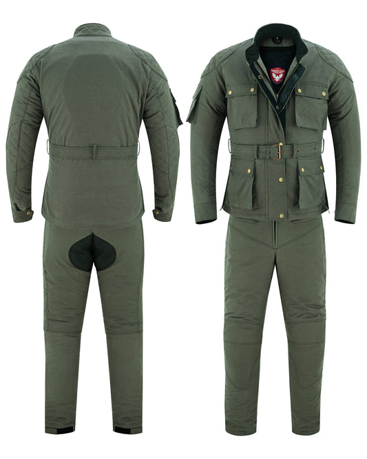 Warrior Gears LADIES Motorcycle Waxed Cotton Breathable Mesh Lining Suit olive