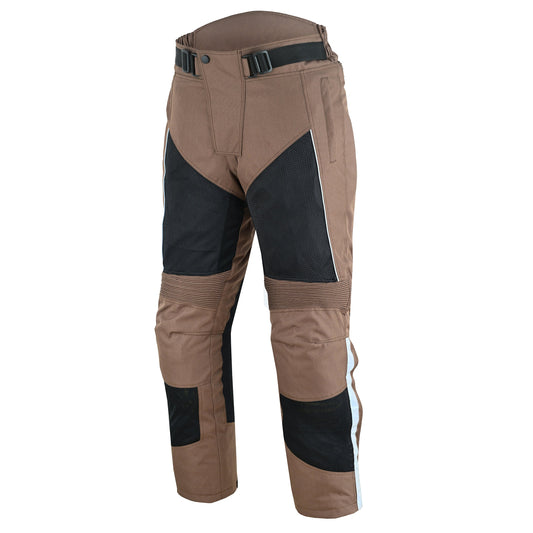 Warrior Gears Mens Air Mesh Motorcycle Trousers With Armours - Brown