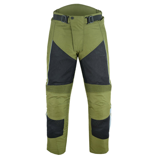 Warrior Gears Mens Air Mesh Motorcycle Trousers With Armours - Olive Green