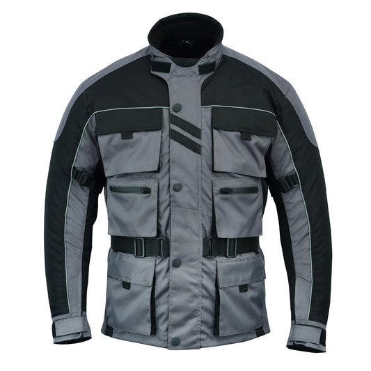 Warrior Gears 6 Pockets Mens Motorcycle Jacket Grey