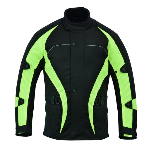 Warrior Gears® Hi Vis Bulls Motorcycle Jacket Men's Waterproof-Black - Warrior Gears