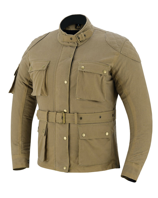 Warrior Gears Ladies Waxed Cotton Motorcycle Jackets With Armours Tan
