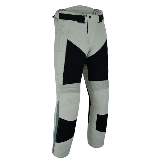 Warrior Gears® Air Mesh Motorcycle Trousers for men Textile Motorbike Pants With Removable Lining - Black & Beige - Warrior Gears