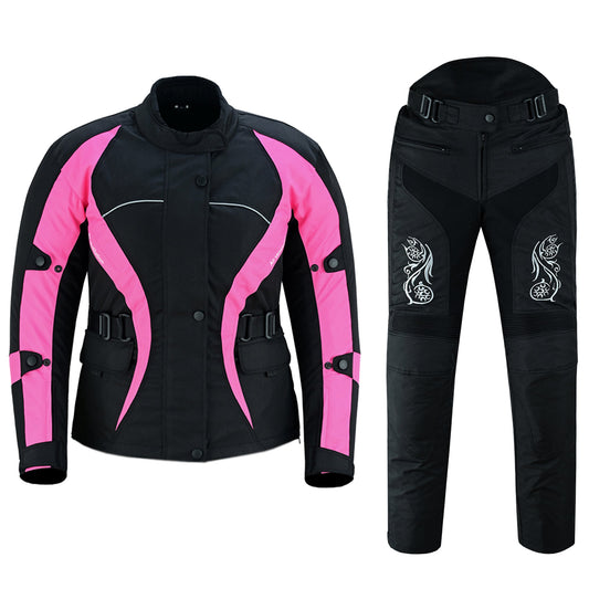 WARRIOR Gears NEW Ladies Motorcycle Textile Suit 600D Cordura Waterproof Breathable Ventilation CE Armour Removable Lining Womens Motorbike Bikers Protection Suit
