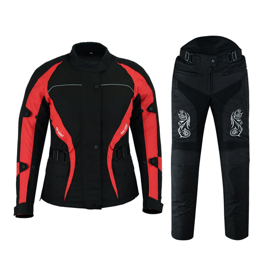 WARRIOR Gears NEW Ladies Motorcycle Textile Suit 600D Cordura Waterproof Breathable Ventilation CE Armour Removable Lining Womens Motorbike Bikers Protection Suit