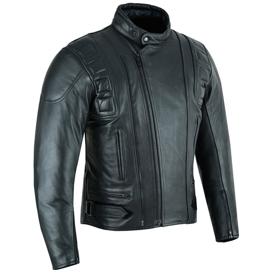 Warrior Gears Men’s Leather Motorcycle Double Zipper Nappa Cowhide Jacket