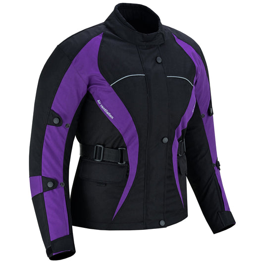 WARRIOR Gears NEW Ladies Motorcycle Textile 600D Cordura Waterproof Breathable Ventilation CE Armour Removable Lining Womens Motorbike Bikers Protection Jacket