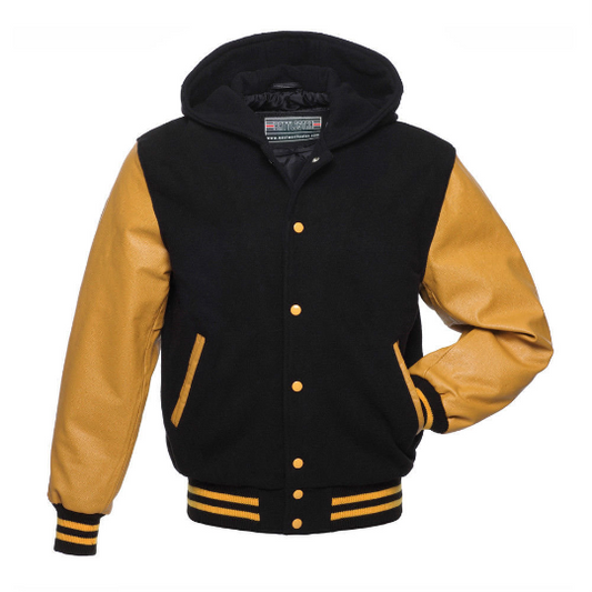 Warrior Gears Classic Varsity Jacket | University | Letterman Bomber Jacket with Hood - Warrior Gears