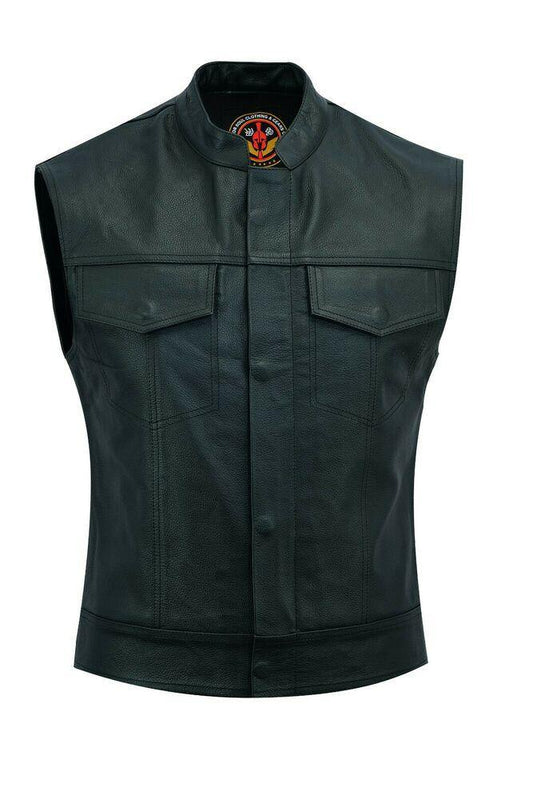 New Warrior Motorcycle Motorbike Genuine Leather Climax Lined Biker Leather Vest - Warrior Gears