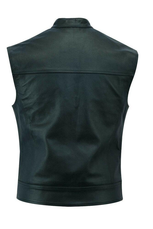 New Warrior Motorcycle Motorbike Genuine Leather Climax Lined Biker Leather Vest - Warrior Gears
