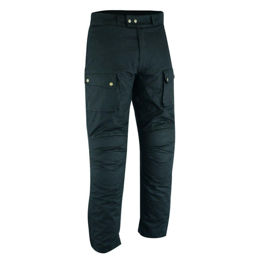 Warrior Gears® Men's Wax Cotton Waxed Motorcycle Trousers, Motorbike Riding Pants- Black - Warrior Gears