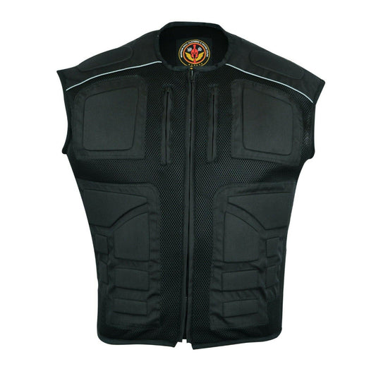 Warrior Gears® Textile Mesh Motorcycle Vests for Men, Men's Padded Motorbike Vest Waistcoat - Warrior Gears