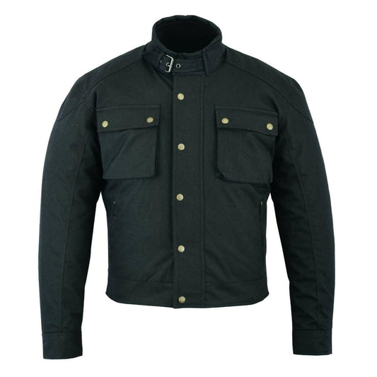 Warrior Gears® Short Body Men's Wax Cotton Waxed Motorcycle Jacket-Black - Warrior Gears