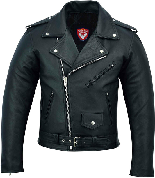 Warrior Gears® Perfecto Marlo Brando Leather Motorcycle Jacket for Men | Cowhide- Black - Warrior Gears