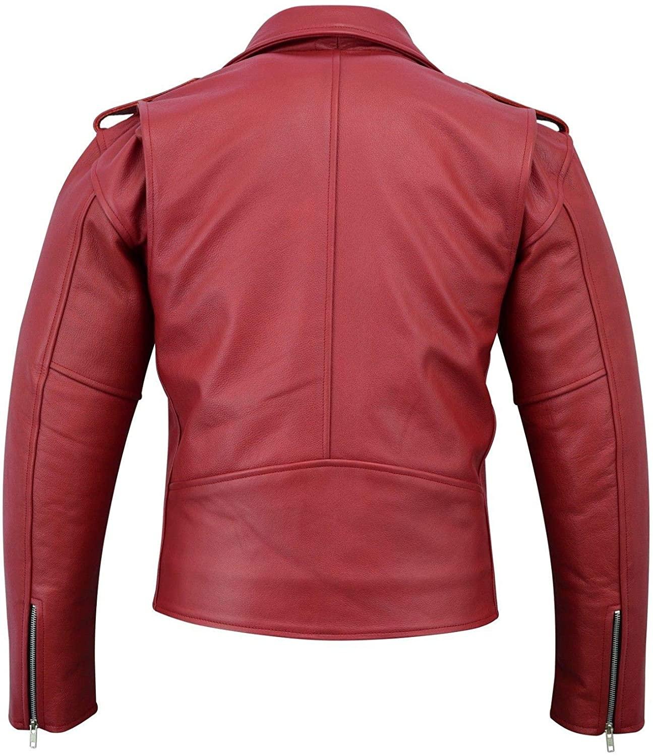 Warrior Gears® Perfecto Marlo Brando Leather Motorcycle Jacket for Men  Cowhide- Red - Warrior Gears