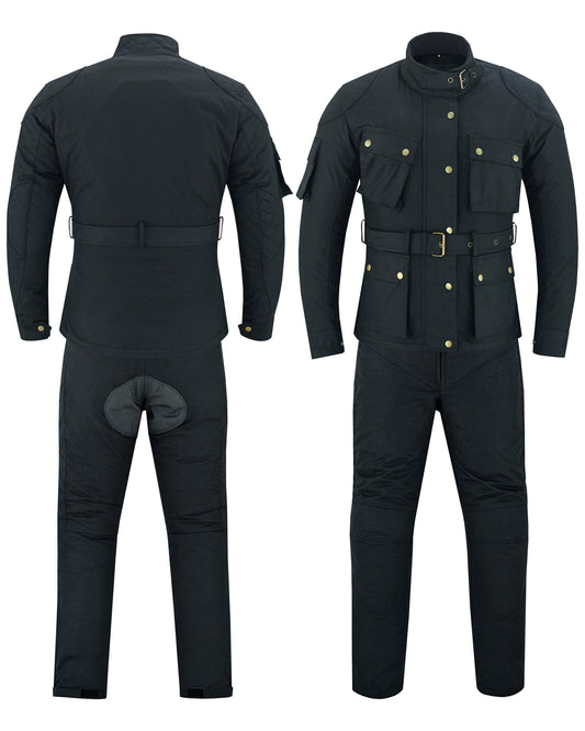 Warrior Gears  LADIES Motorcycle Waxed Cotton Breathable Mesh Lining Suit Black