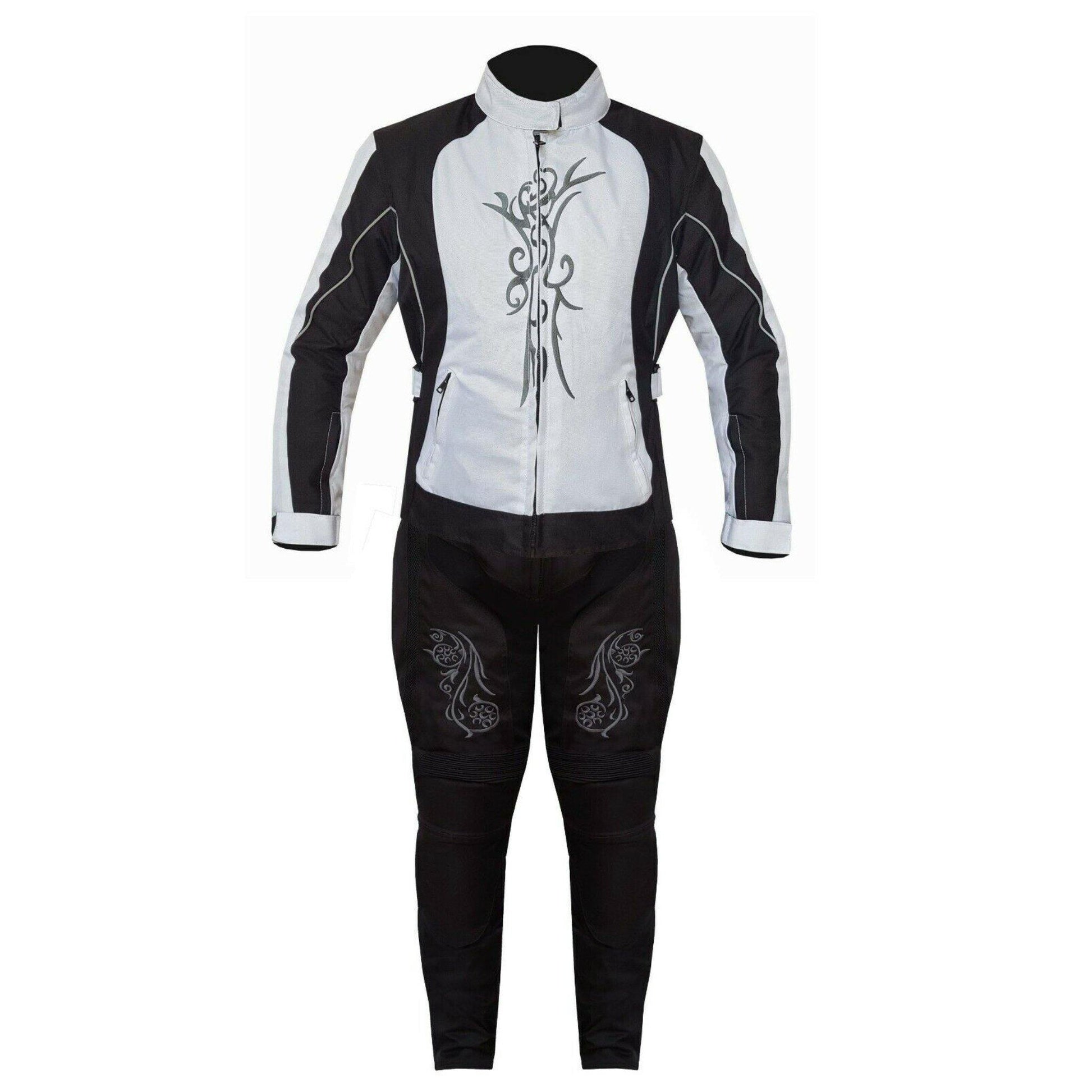Ladies Motorcycle Suit Waterproof CE Armoured Motorbike Jacket Trouser Set White - Warrior Gears