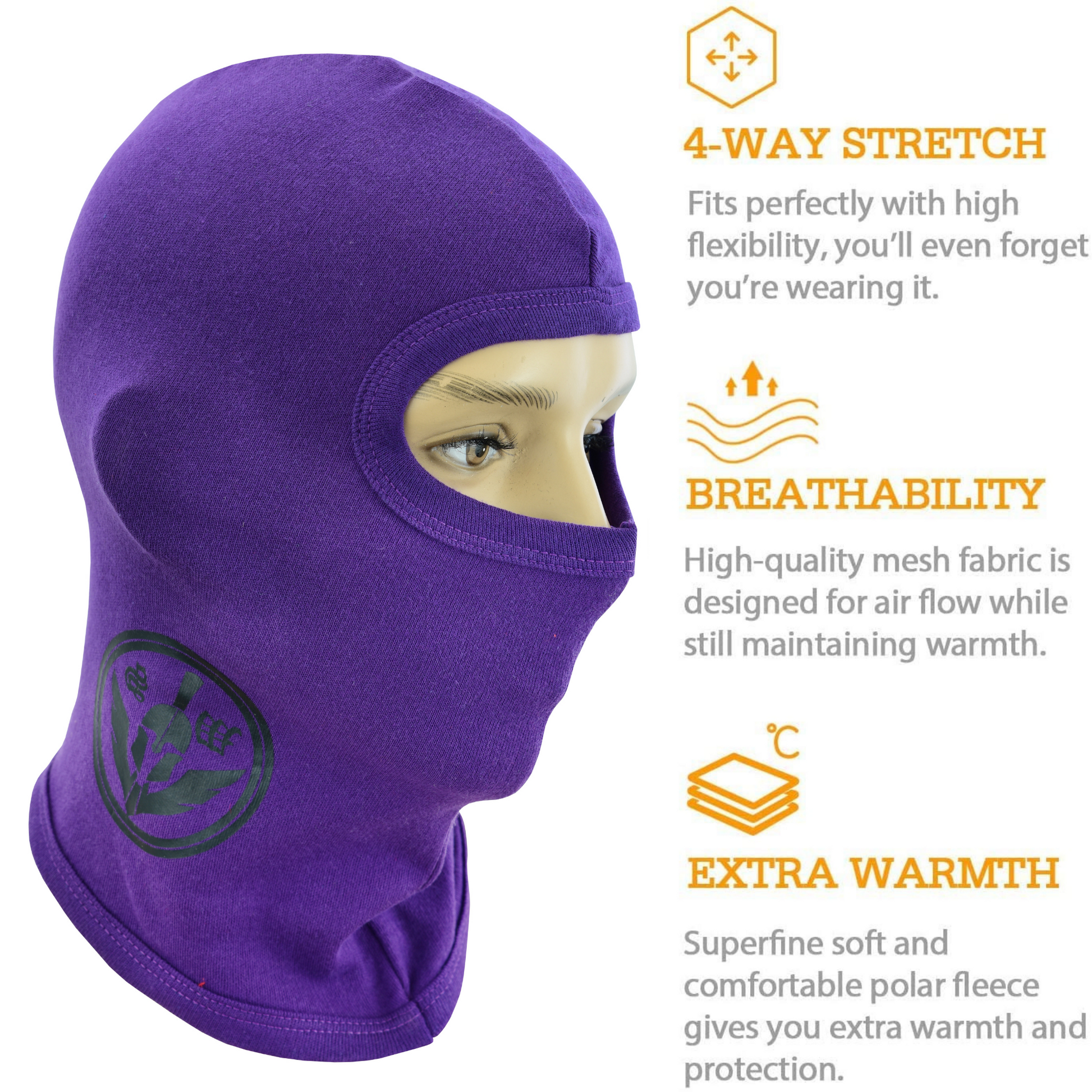 Warrior Gears®100% Cotton Motorcycle Balaclava | Face Mask -Purple - Warrior Gears