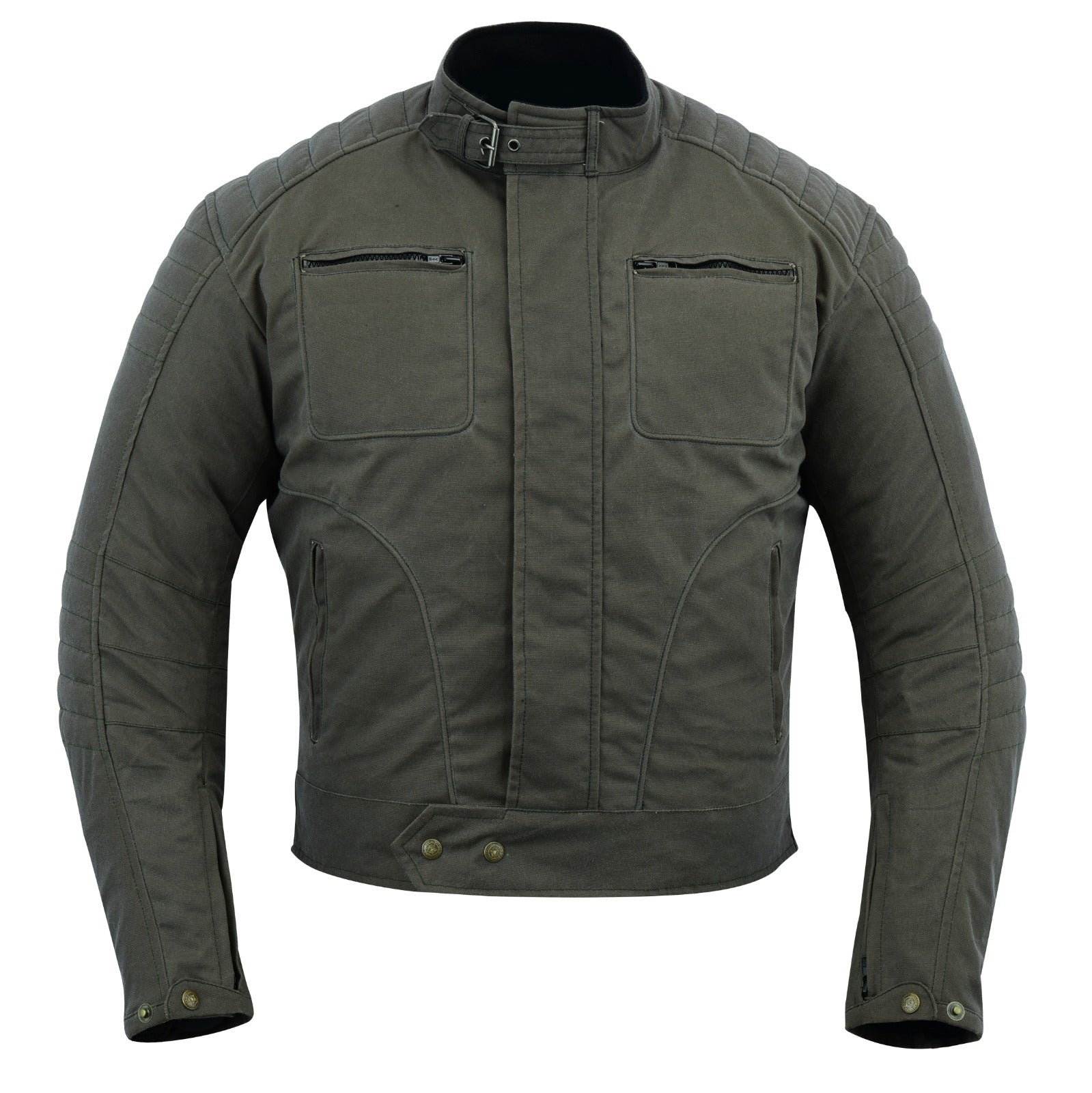 Warrior Gears® Men's Wax Cotton Waxed Motorcycle Jacket – Waterproof Touring Biker Jacket with CE Armours and Removable Quilted Lining