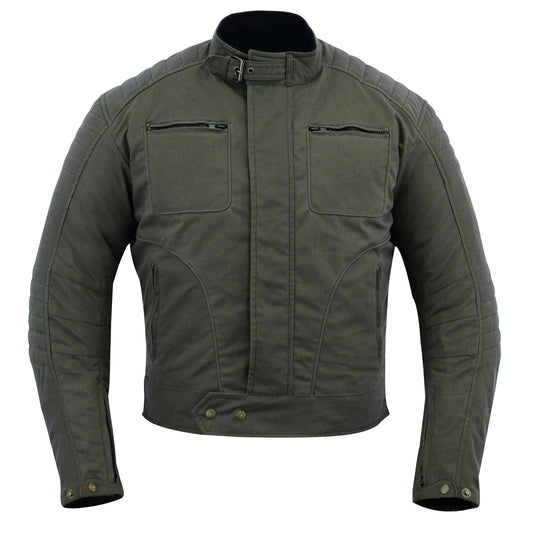 Warrior Gears® Men's Wax Cotton Waxed Motorcycle Jacket – Waterproof Touring Biker Jacket with CE Armours and Removable Quilted Lining