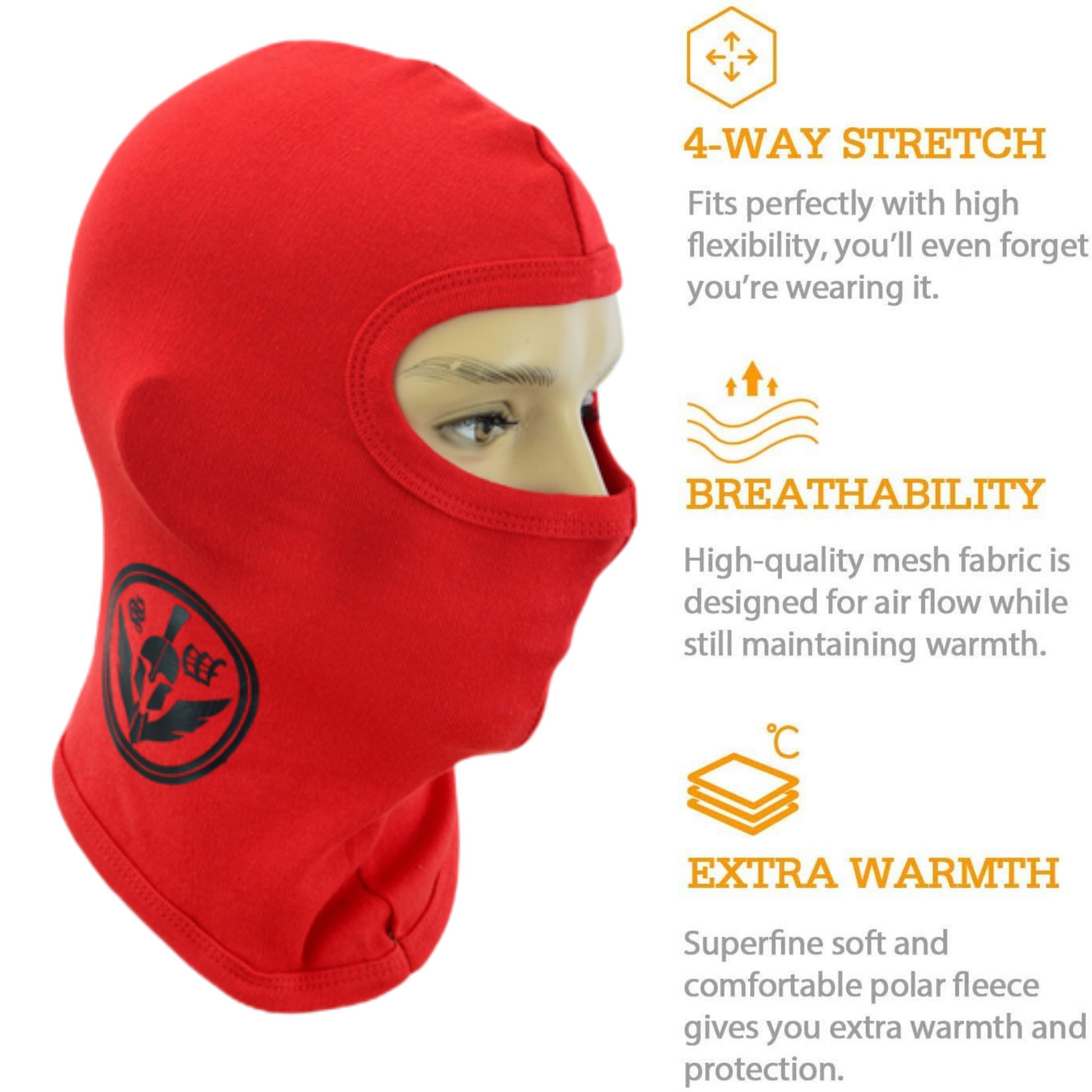 Warrior Gears®100% Cotton Motorcycle Balaclava | Face Mask -Red - Warrior Gears