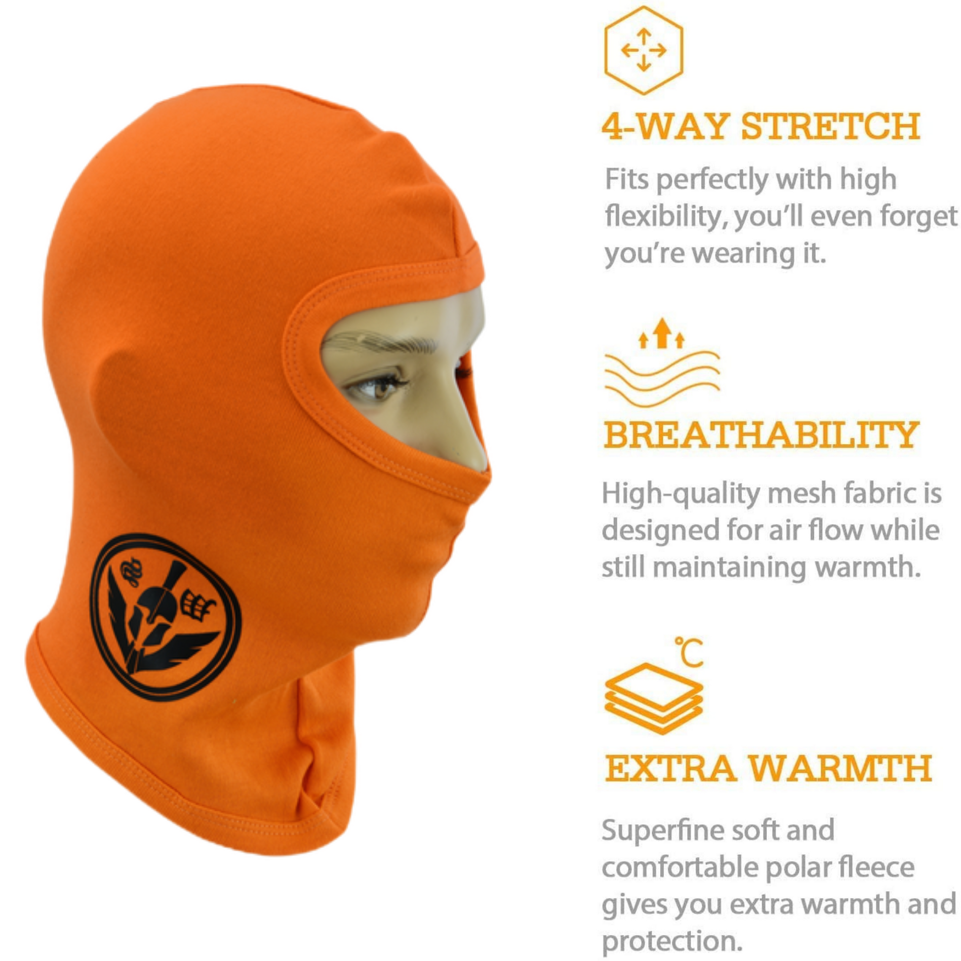 Warrior Gears®100% Cotton Motorcycle Balaclava | Face Mask -Orange - Warrior Gears