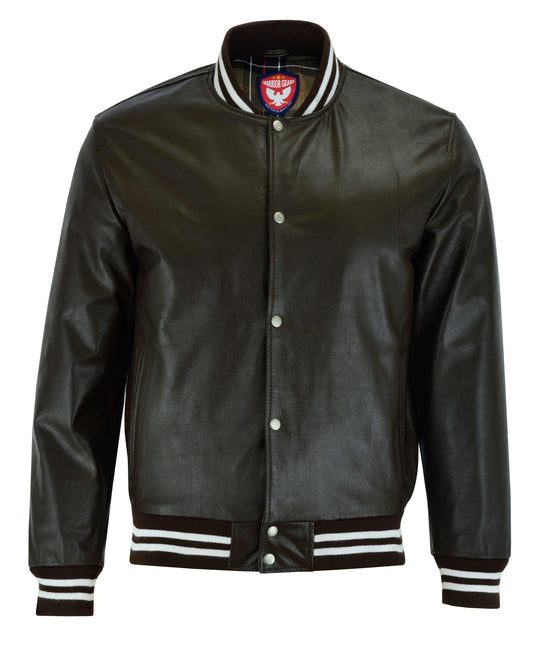 Warrior Gears® Leather Varsity Jacket | Brown Leather Body & Brown Leather Sleeves - Warrior Gears