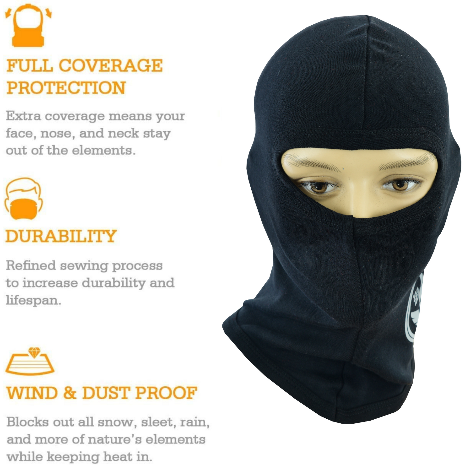 Warrior Gears®100% Cotton Motorcycle Balaclava | Face Mask -Black - Warrior Gears
