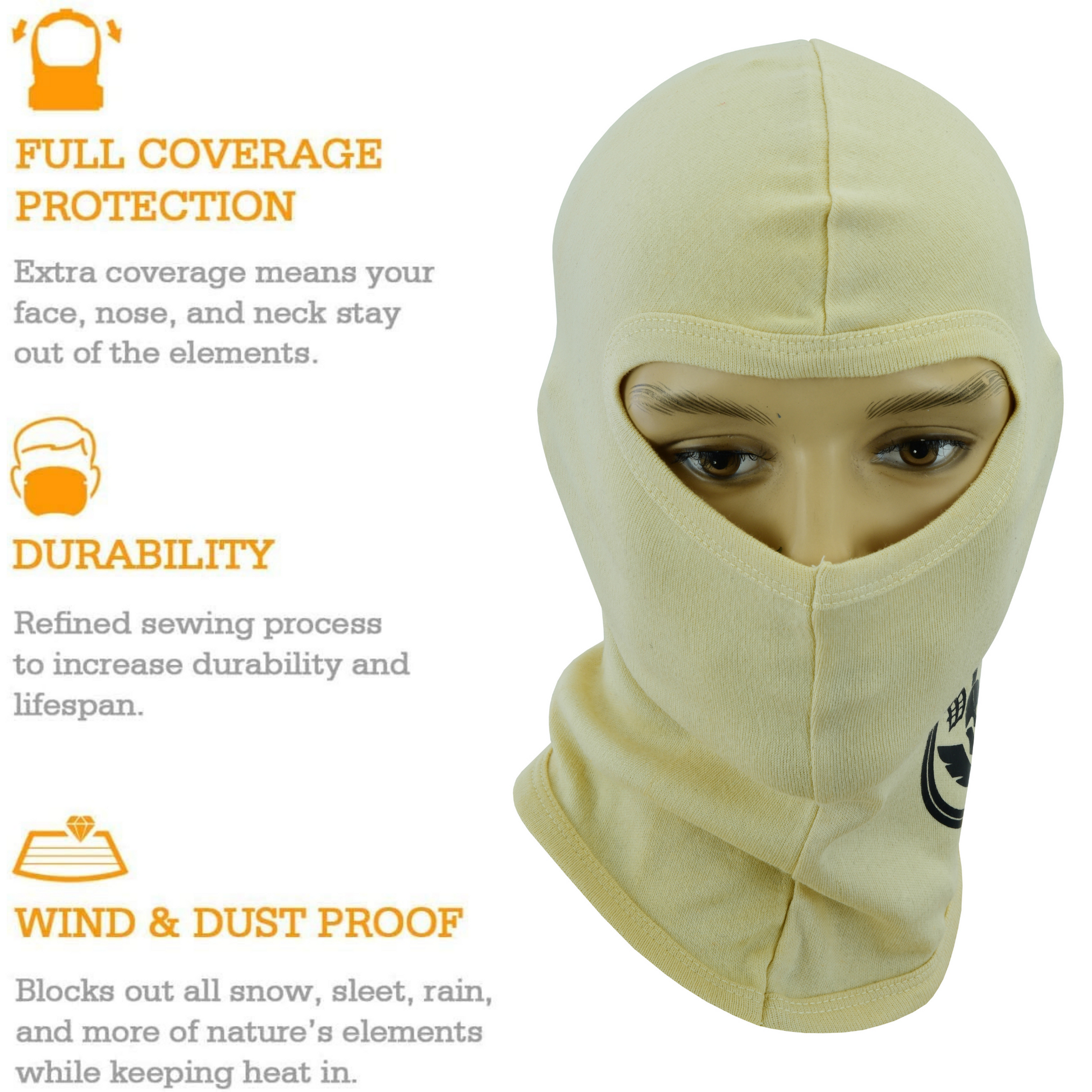 Warrior Gears®100% Cotton Motorcycle Balaclava | Face Mask - Beige - Warrior Gears