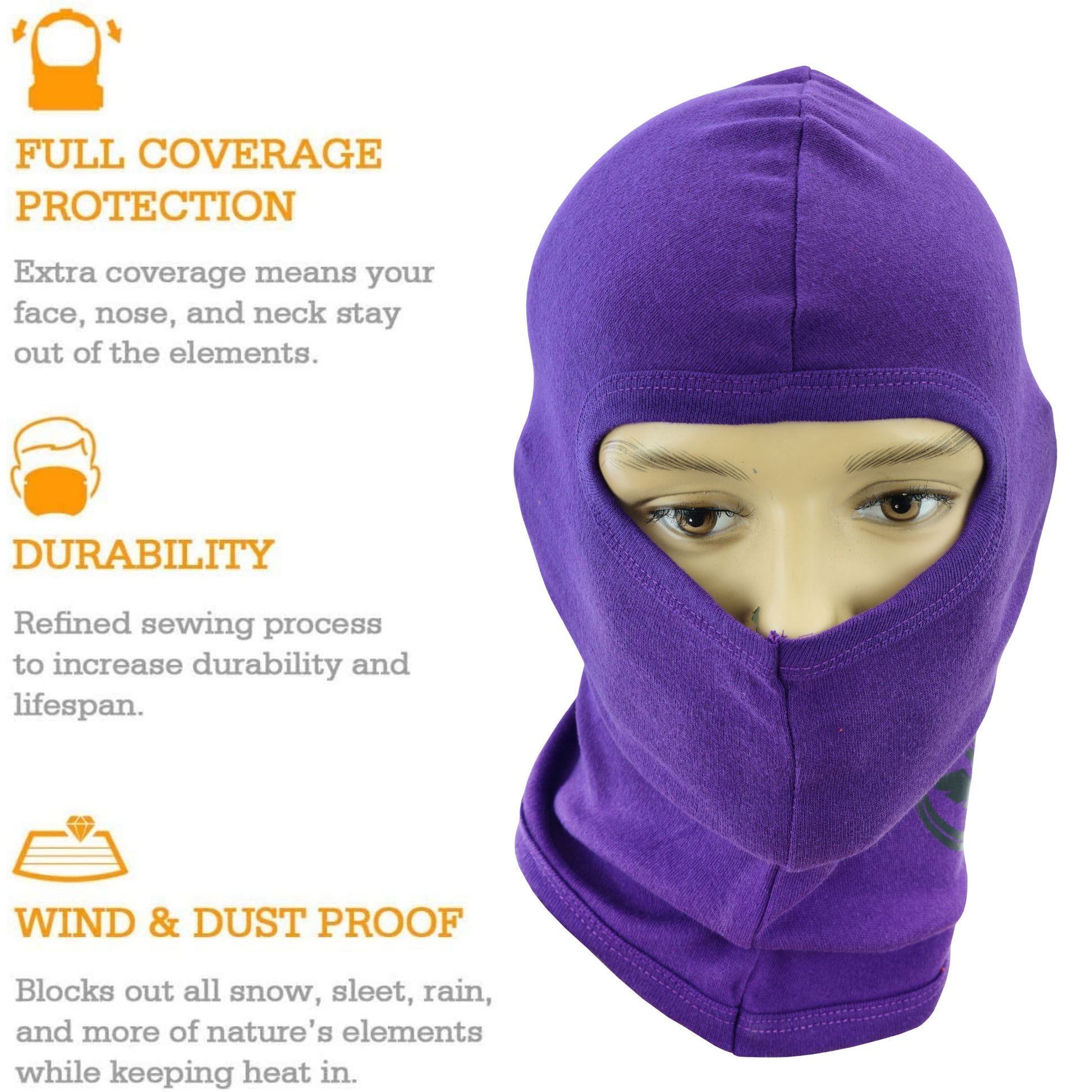 Warrior Gears®100% Cotton Motorcycle Balaclava | Face Mask -Purple - Warrior Gears