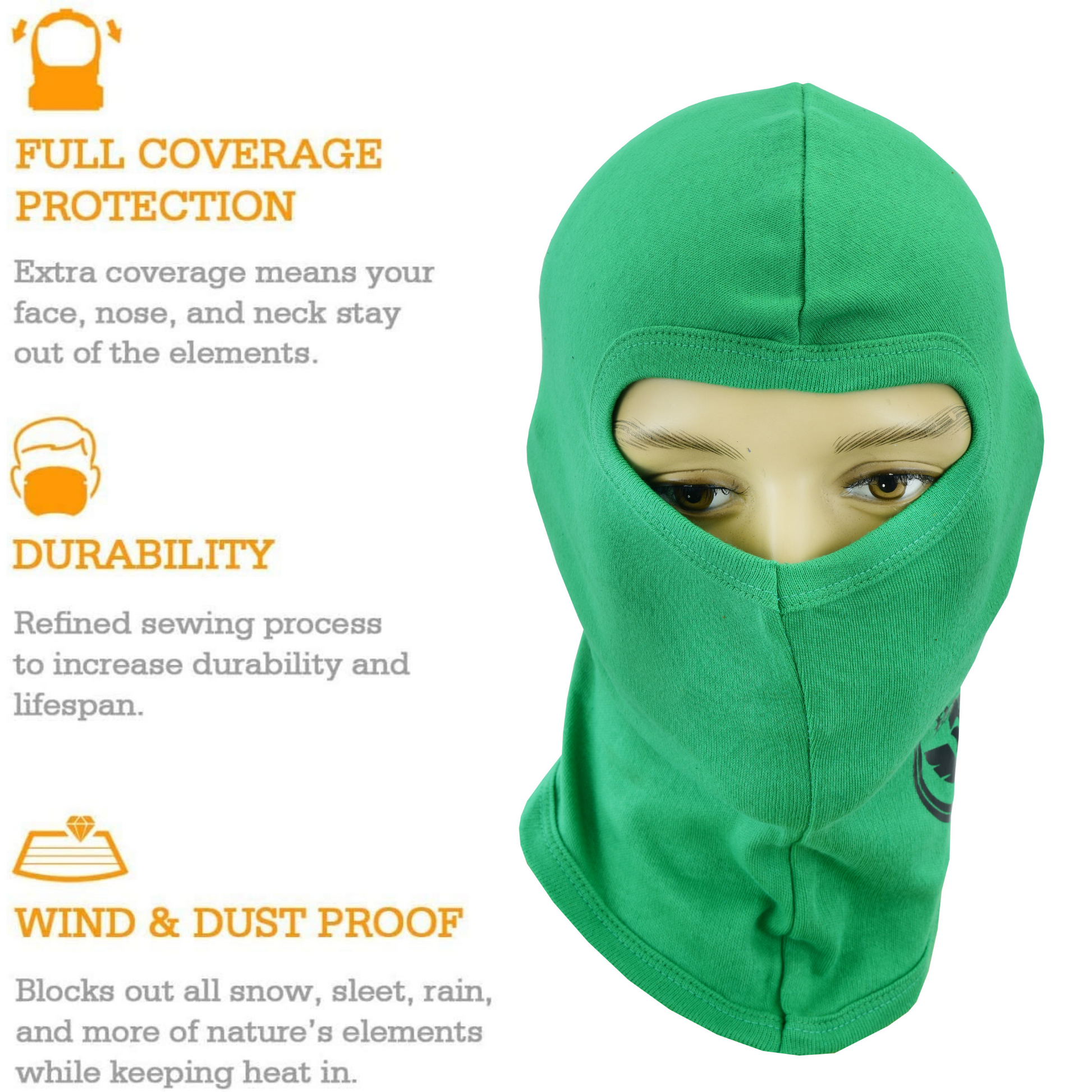 Warrior Gears®100% Cotton Motorcycle Balaclava | Face Mask -Green - Warrior Gears