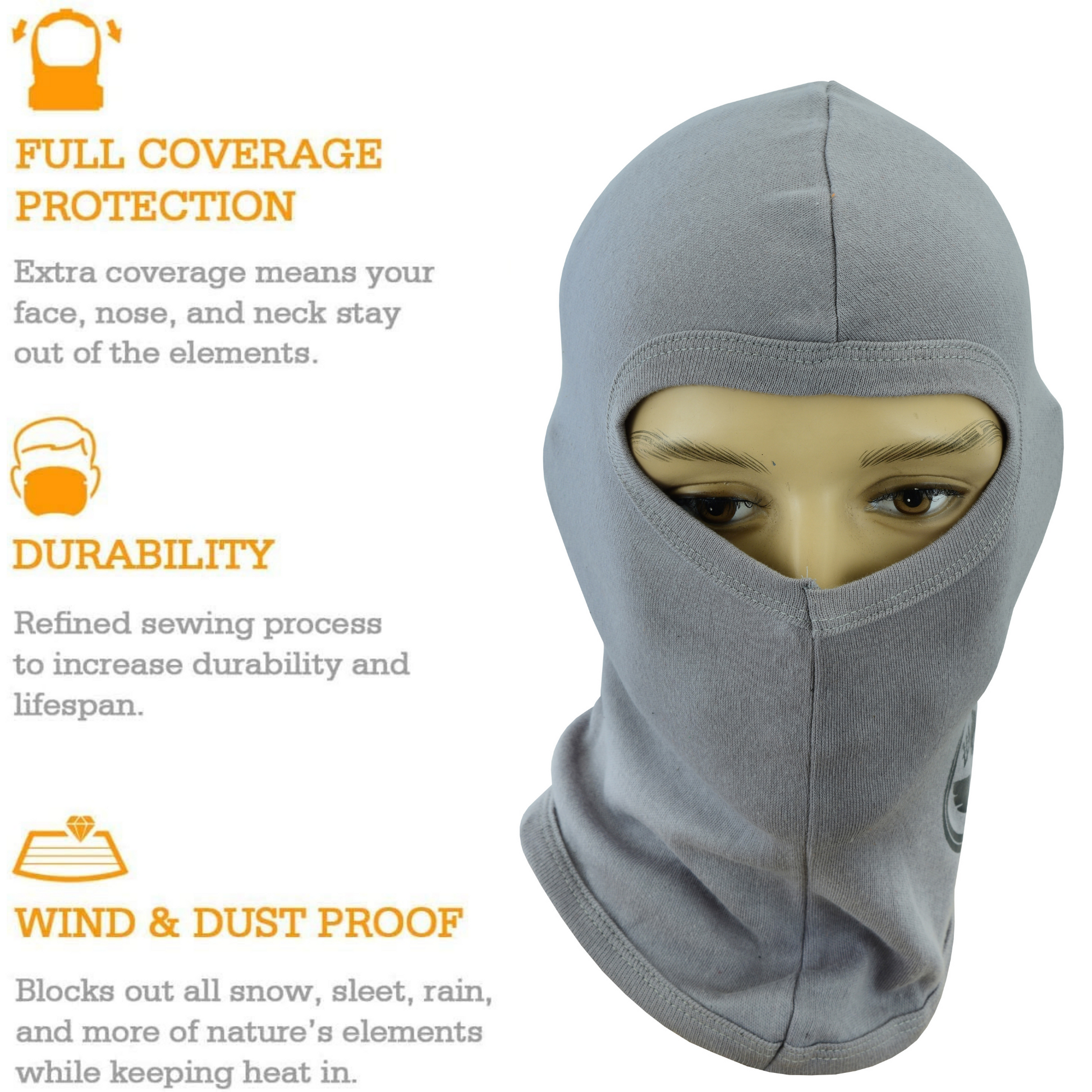 Warrior Gears®100% Cotton Motorcycle Balaclava | Face Mask - Grey - Warrior Gears