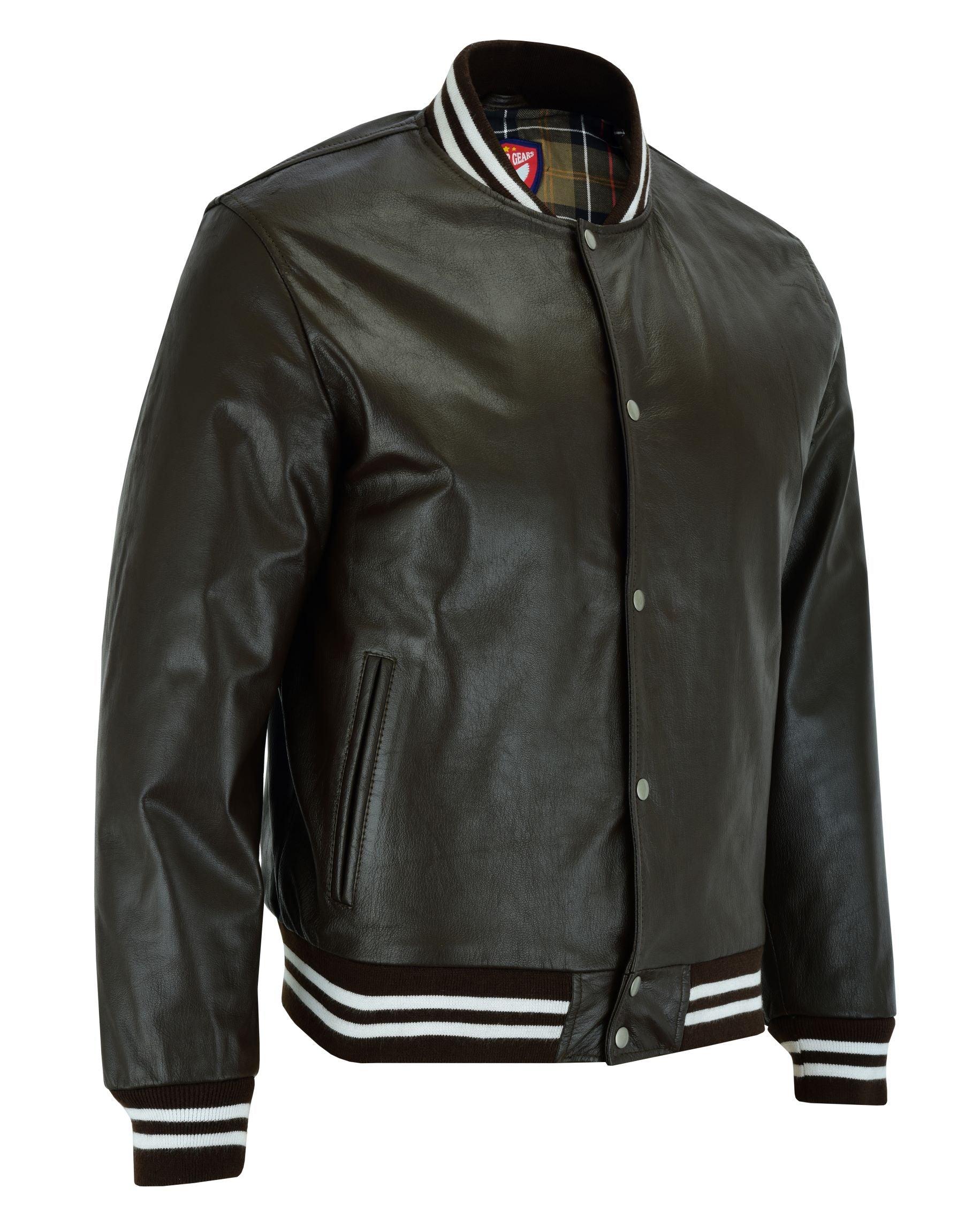 Warrior Gears® Leather Varsity Jacket | Brown Leather Body & Brown Leather Sleeves - Warrior Gears