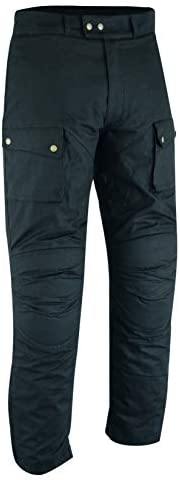 Warrior Gears® Men's Wax Cotton Waxed Motorcycle Trousers, Motorbike Riding Pants- Black - Warrior Gears