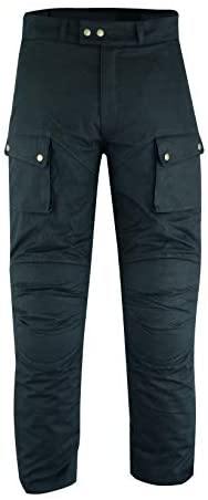 Warrior Gears® Men's Wax Cotton Waxed Motorcycle Trousers, Motorbike Riding Pants- Black - Warrior Gears