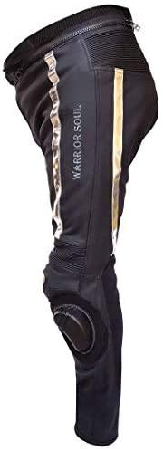 Warrior Gears® GP Rush Flag Style Mens Motorcycle Trousers leather Motorbike pants | Matt Cowhide | CE Armours |1.2mm Leather | Racing - Warrior Gears