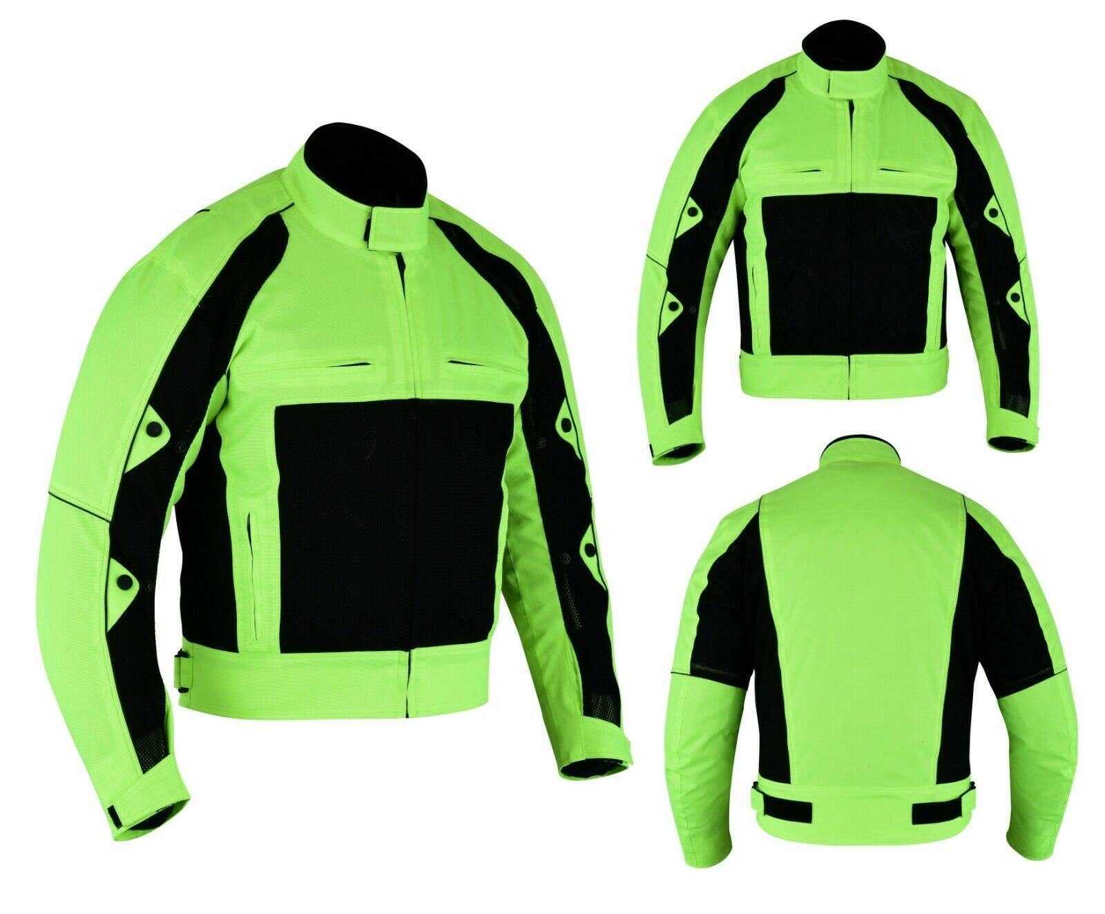 Warrior Gears® Air Mesh Motorcycle Jacket for men - Black & Hivis - Warrior Gears