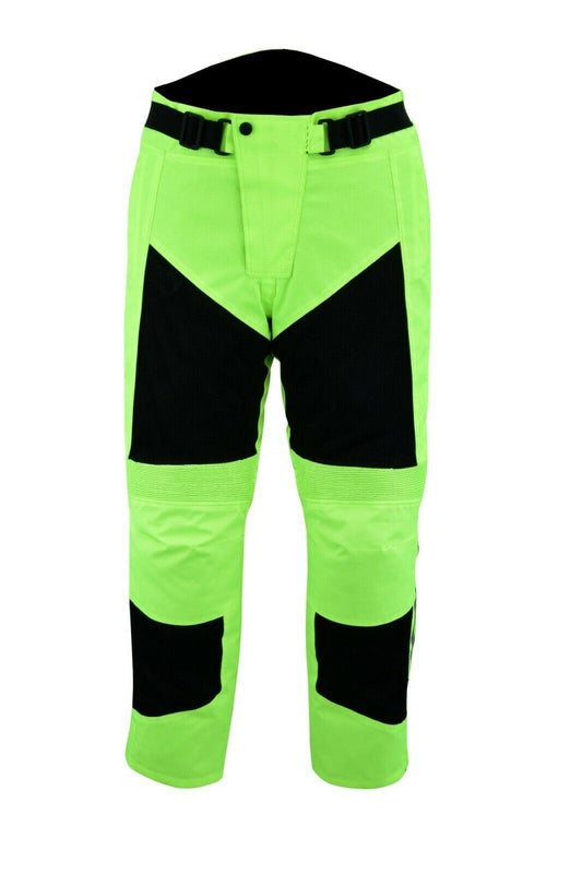 Warrior Gears® Air Mesh Motorcycle Trousers for men Textile Motorbike Pants With Removable Lining - Black & Hivis - Warrior Gears