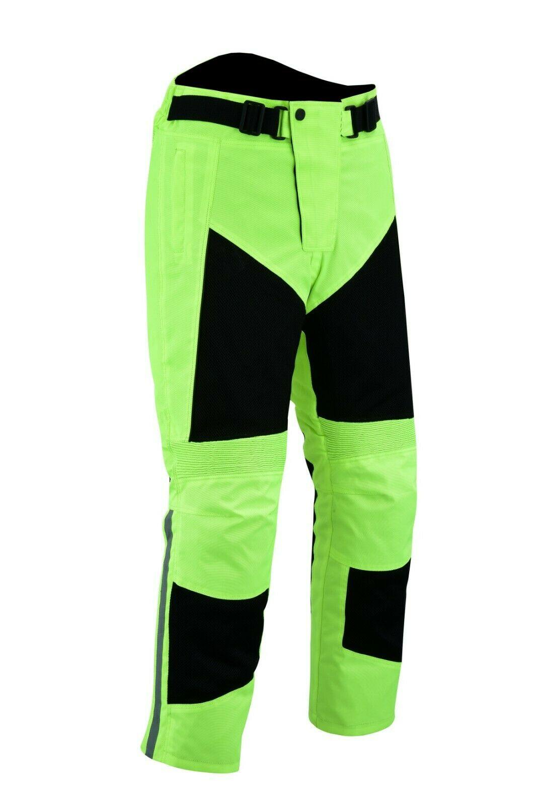 Warrior Gears® Air Mesh Motorcycle Trousers for men Textile Motorbike Pants With Removable Lining - Black & Hivis - Warrior Gears