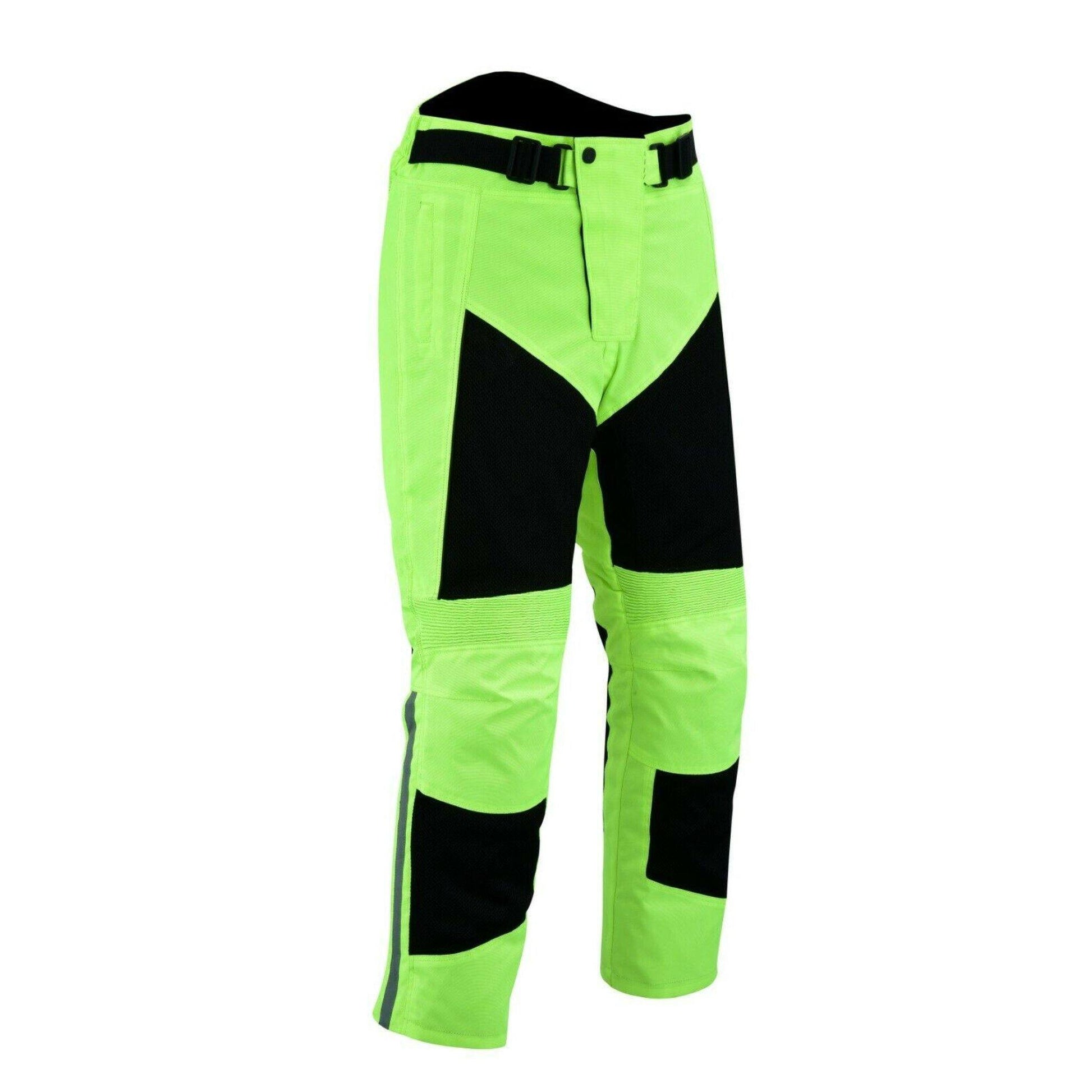 Warrior Gears® Air Mesh Motorcycle Trousers for men Textile Motorbike Pants With Removable Lining - Black & Hivis - Warrior Gears